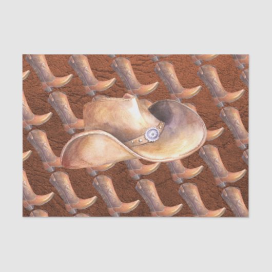 Weefselpapierset (2) Cowboy Pet en Boots Tissuepapier (Voorkant)