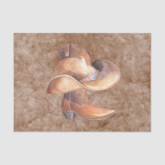 Weefselpapierset (2) Cowboy's Boot & Pet op verf Tissuepapier (Voorkant)