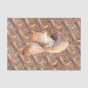 Weefselpapierset (2) Cowboy's Boots & Pet op verf Tissuepapier