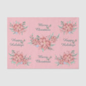 Weefselpapierset (2) Roze Poinsettia Kerstmis Tissuepapier (Voorkant)