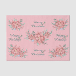 Weefselpapierset (2) Roze Poinsettia Kerstmis Tissuepapier