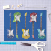 Weefselpapierset van 2 elektrische gitaren op blau tissuepapier (Craft)