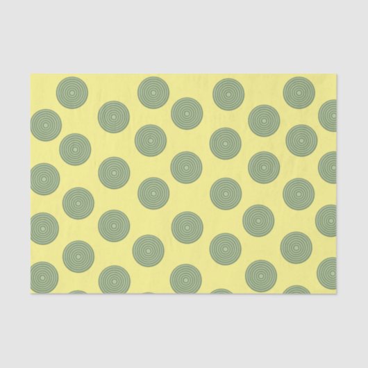 Weefselpapierstrips Groene cirkels geel Tissuepapier (Voorkant)