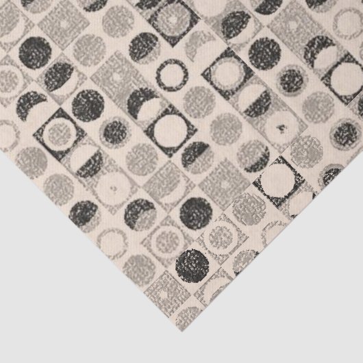 Weefselpapierstrips zwarte beige cirkels tissuepapier (Detail)