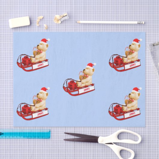 WeefselpapierTeddy Beer met kerstcadeau Tissuepapier (Craft)