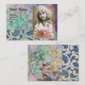 WEEFSELPLAAT, helder, levendig roze blauw Visitekaartje (Voorkant / Achterkant)