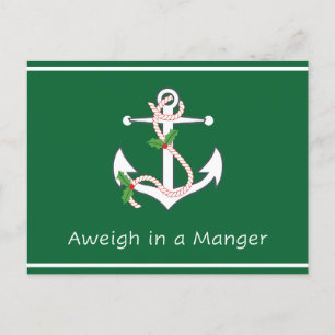 Weeg af in een Manger Post Card Green Briefkaart