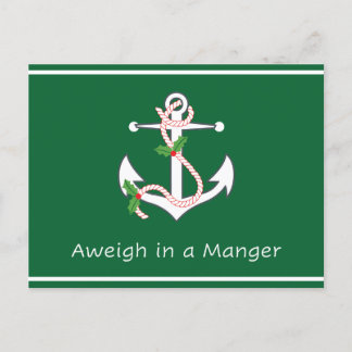 Weeg af in een Manger Post Card Green Briefkaart