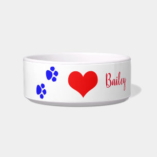 Weeg afdrukken Blauw-wit Rood Monogram Cute Gift Voerbakje
