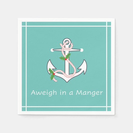 Weeg in een Manger Nautical Holiday Napkin Seafoam Servet (Voorkant)