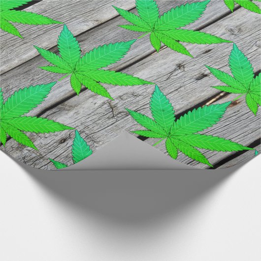 Weegblad op Rustige houten hek op maat Cadeaupapier (Hoek)