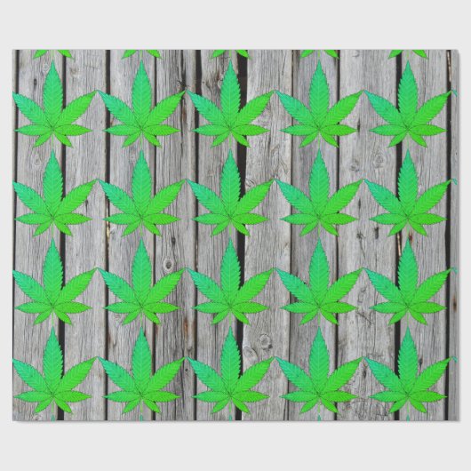 Weegblad op Rustige houten hek op maat Cadeaupapier (Vlak)