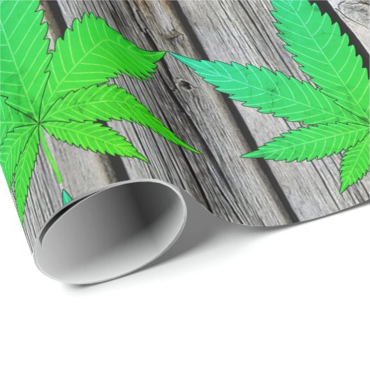 Weegblad op Rustige houten hek op maat Cadeaupapier (Rol Hoek)