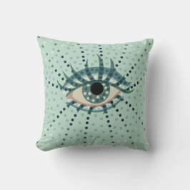 Weegblauw oog met Stippen Abstracte Psychedelische Kussen