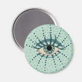 Weegblauw oog met Stippen Abstracte Psychedelische Magneet (Voorkant / Achterkant)