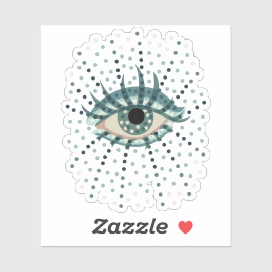 Weegblauw oog met Stippen Abstracte Psychedelische Sticker (Vel)