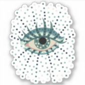 Weegblauw oog met Stippen Abstracte Psychedelische Sticker (Voorkant)