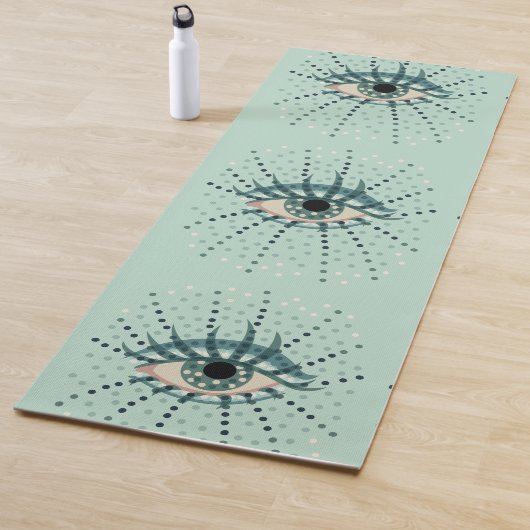 Weegblauw oog met Stippen Abstracte Psychedelische Yogamat (In situ)