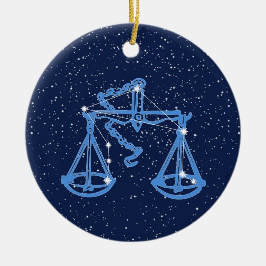 Weegconstellatie en dierentuin met sterren keramisch ornament (Voorkant)