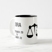 Weegdierenteken ("de schaal") tweekleurige koffiemok (Voorkant links)