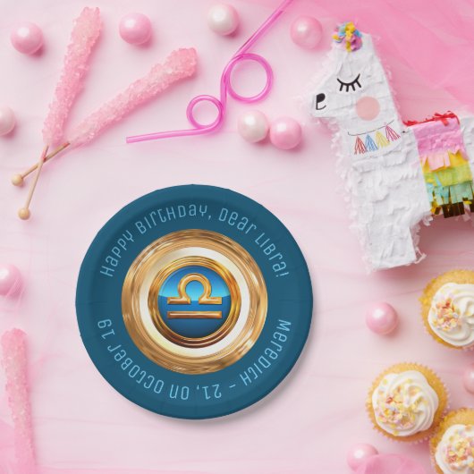 Weegdierenteken met aangepaste gekromde tekst papieren bordje (Feest)