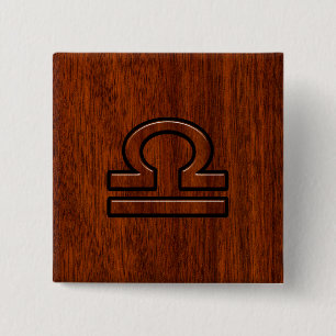 Weegdierentuin op Mahogany Brown Style Print Vierkante Button 5,1 Cm