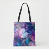 Weegdierentuin teken Cosmic Monogram naam Roze Bla Tote Bag (Voorkant)