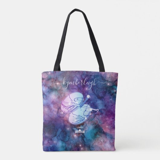 Weegdierentuin teken Cosmic Monogram naam Roze Bla Tote Bag (Achterkant)