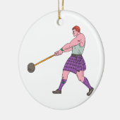 Weegduw Highland Games Athlete Tekening Keramisch Ornament (Links)