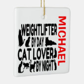 Weeglifter verliest katten op maat keramisch ornament (Rechts)