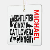 Weeglifter verliest katten op maat keramisch ornament (Links)