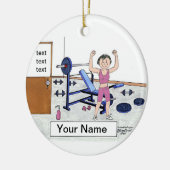 Weeglifter - Vrouw, persoonlijke Cartoon Keramisch Ornament (Links)