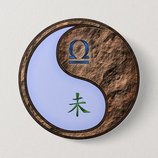 Weegschaal & Aard Geit Ronde Button 7,6 Cm (Voorkant)