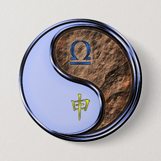 Weegschaal & Aardenaap Ronde Button 7,6 Cm (Voorkant)