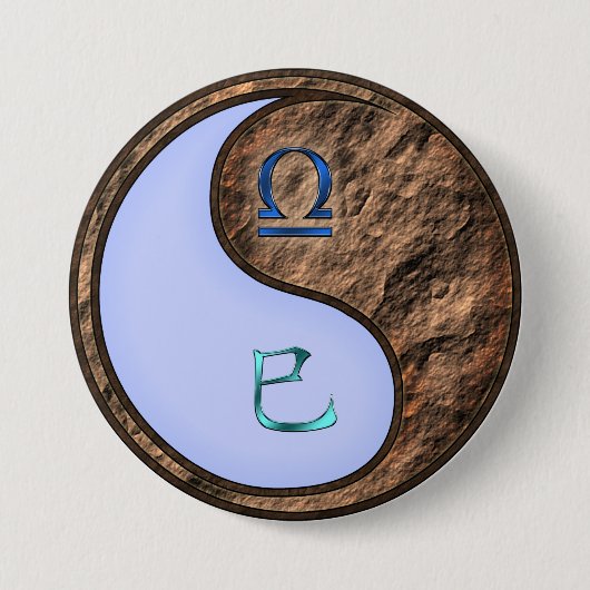Weegschaal & Aardslang Ronde Button 7,6 Cm (Voorkant)