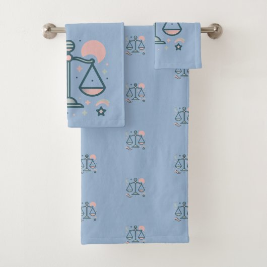 Weegschaal, abstract ontwerp van het sterrenbeeld bad handdoek (Insitu)