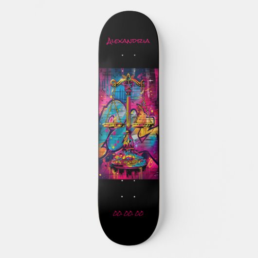 Weegschaal Astrologie Grafitti gepersonaliseerd Persoonlijk Skateboard (Voorkant)
