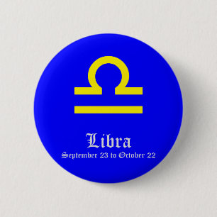 WEEGSCHAAL ASTROLOGISCH TEKEN, SYMBOOL ZODIAC RONDE BUTTON 5,7 CM