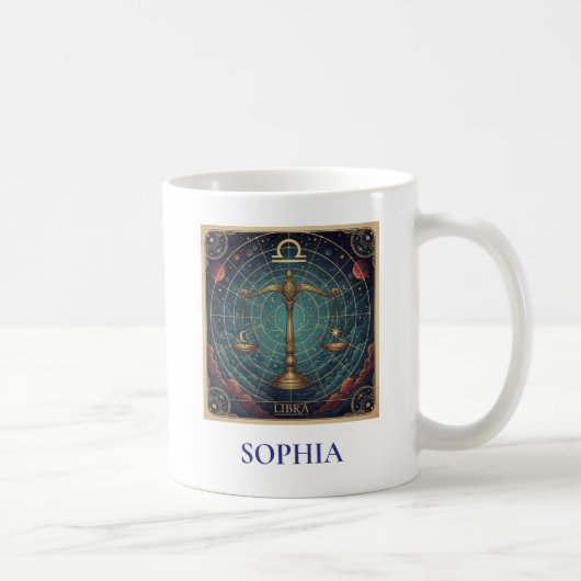 Weegschaal Blue Celestial Zodiac Koffiemok (Rechts)