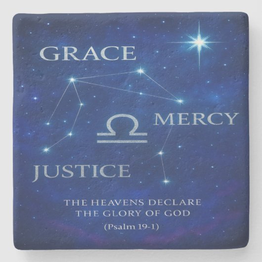 Weegschaal Constellation Psalm Stone Onderzetter (Voorkant)