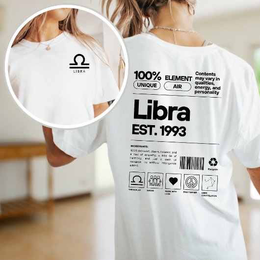Weegschaal Custom Zodiac Astrologie Verjaardag Okt T-shirt