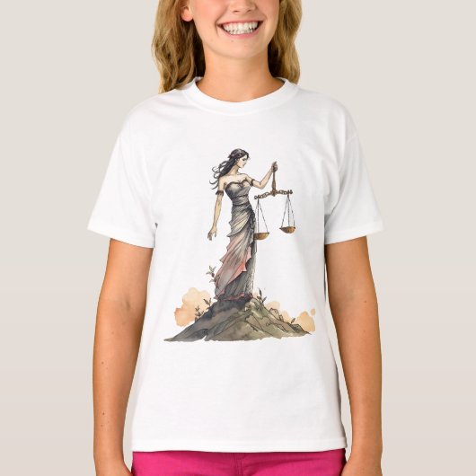 Weegschaal – De Aquarel Godin T-shirt (Voorkant)