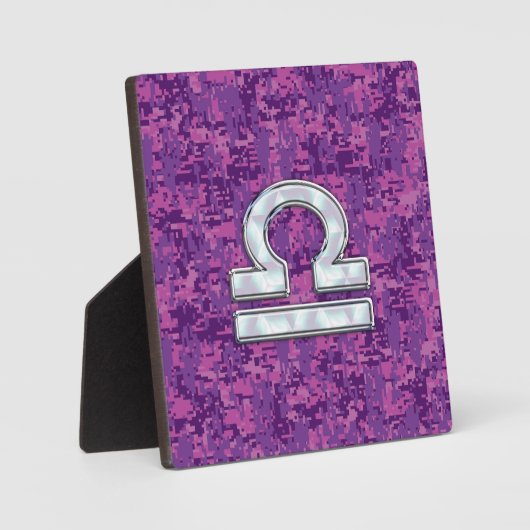 Weegschaal Dierenriem Fuchsia Roze Digitale Camo Fotoplaat (Voorkant)