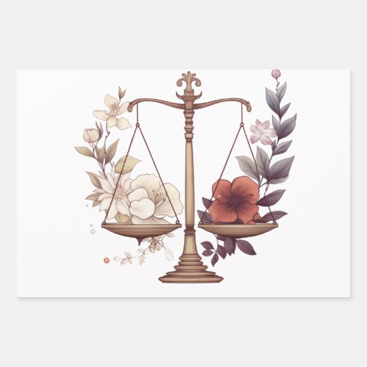 Weegschaal dierenriem verjaardag inpakpapier vel (Voorkant 2)