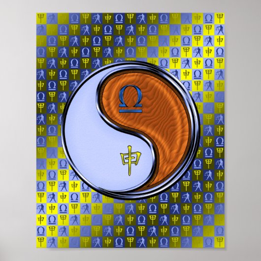 Weegschaal en houten aap poster (Voorkant)