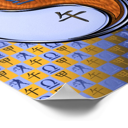 Weegschaal en houten paard poster (Hoek)