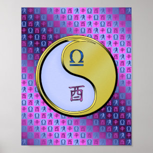 Weegschaal en metalen haan poster