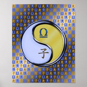 Weegschaal en metalen rat poster