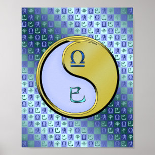 Weegschaal en metalen slang poster