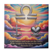 Weegschaal Geloof en liefde Keramische Tegel Tegeltje (Voorkant)